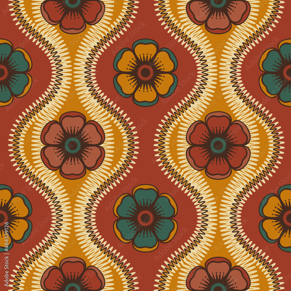 Floral wallpapers inspired by retro 60s wallpapers and fabrics