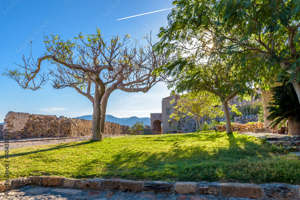 View of the medieval castle of Monemvasia, Lakonia, Peloponnese, Greece View of the medieval castle of Monemvasia, Lakonia, Peloponnese, Greece