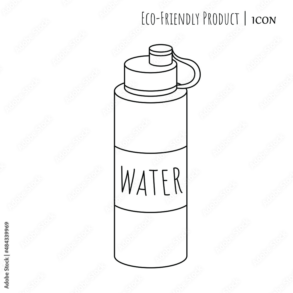 Reusable bottle for water. Eco friendly product. Caring for the environment. Vector isolated icon Reusable bottle for water. Eco friendly product. Caring for the environment. Vector isolated icon