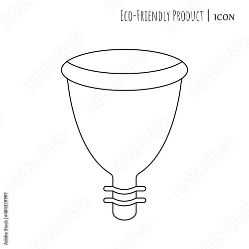 Menstrual cup. Women Health. Caring for the environment. Environmental friendliness.Vector line icon. Editable stroke