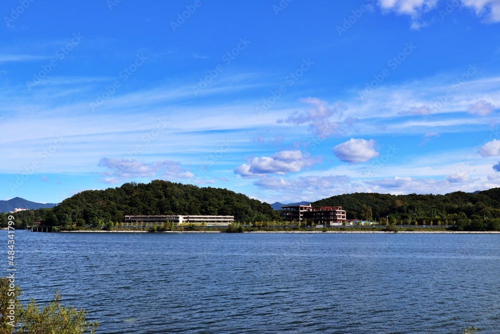 landscape with lake and clouds