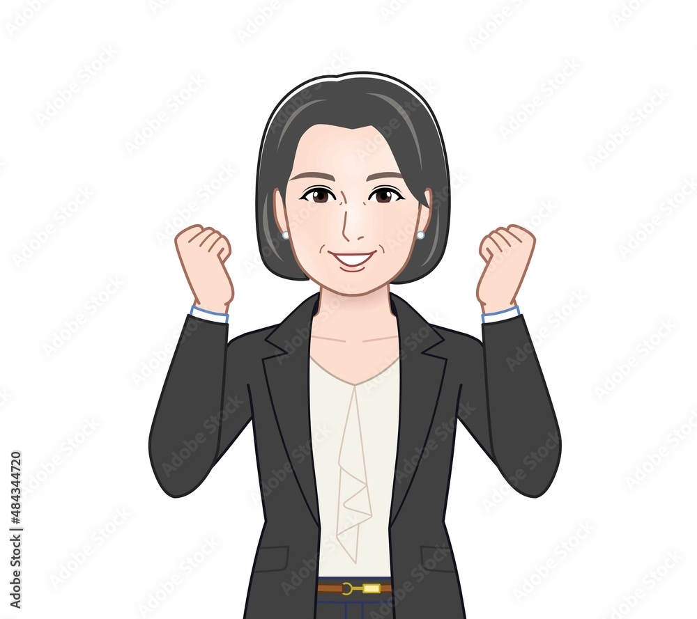 カジュアルスーツを着た中年の女性 カジュアルスーツを着た中年の女性