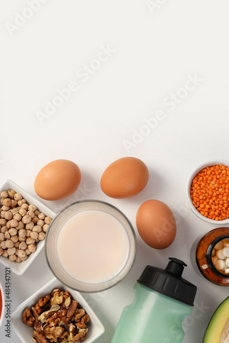 Concept of sports nutrition on white background