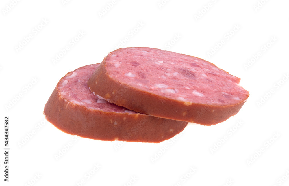 piece of sausage isolated on white background piece of sausage isolated on white background