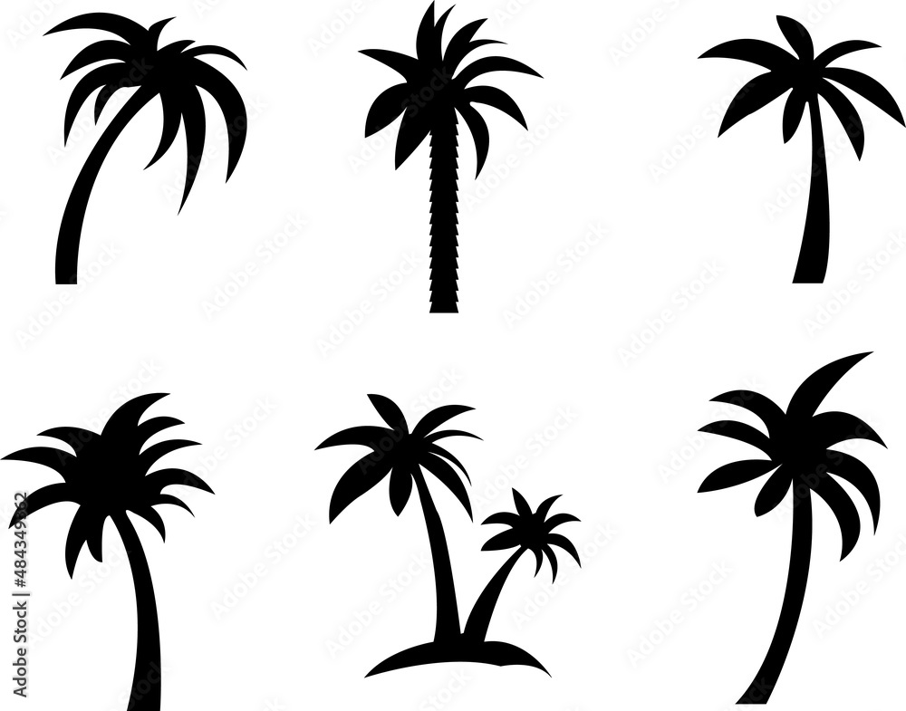  Palm icons set isolateed, black on a white background.eps - obrazy, fototapety, plakaty 