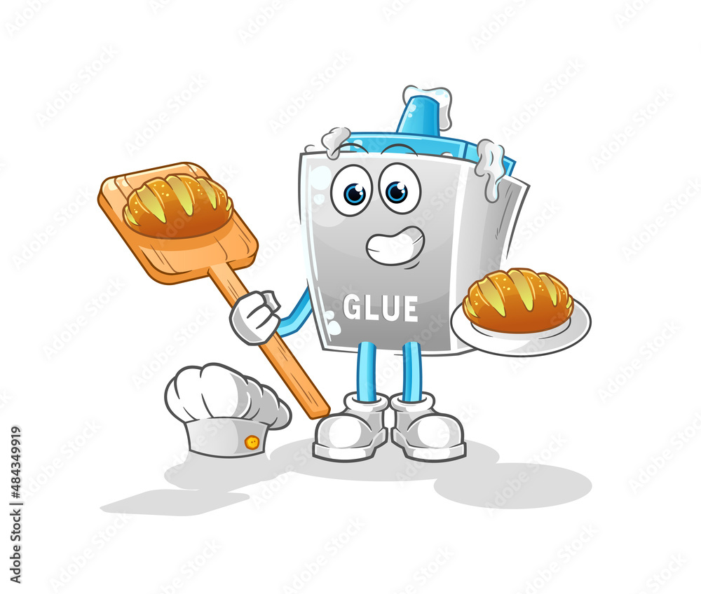 glue baker with bread. cartoon mascot vector glue baker with bread. cartoon mascot vector