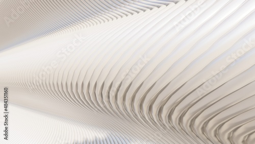 Abstract white curve waves background 3d render