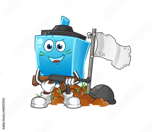 marker pen army character. cartoon mascot vector