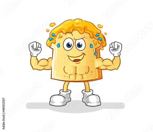 bread with honey muscular cartoon. cartoon mascot vector