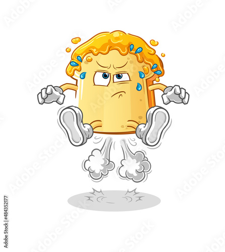 bread with honey fart jumping illustration. character vector