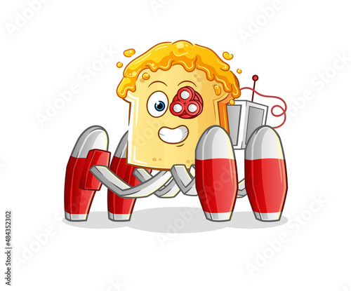 bread with honey future robot vector. cartoon character