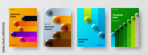 Isolated realistic balls flyer illustration collection. Simple leaflet A4 design vector template composition.