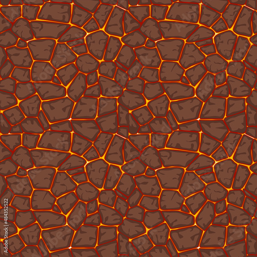 Seamless lava pattern with small stones, texture for graphic design.