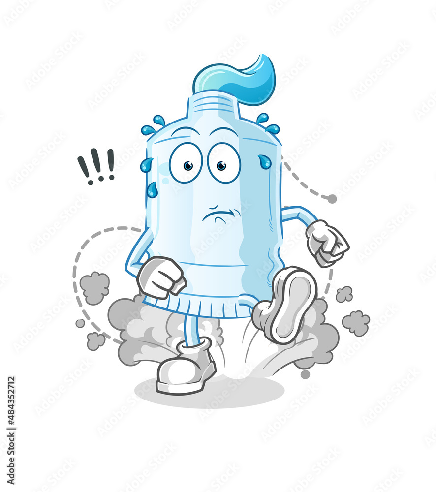 toothpaste running illustration. character vector
