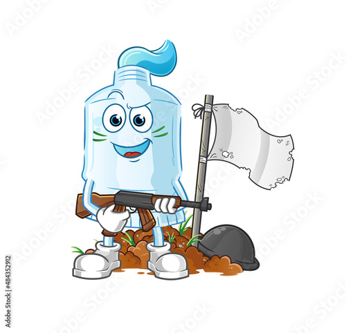 toothpaste army character. cartoon mascot vector
