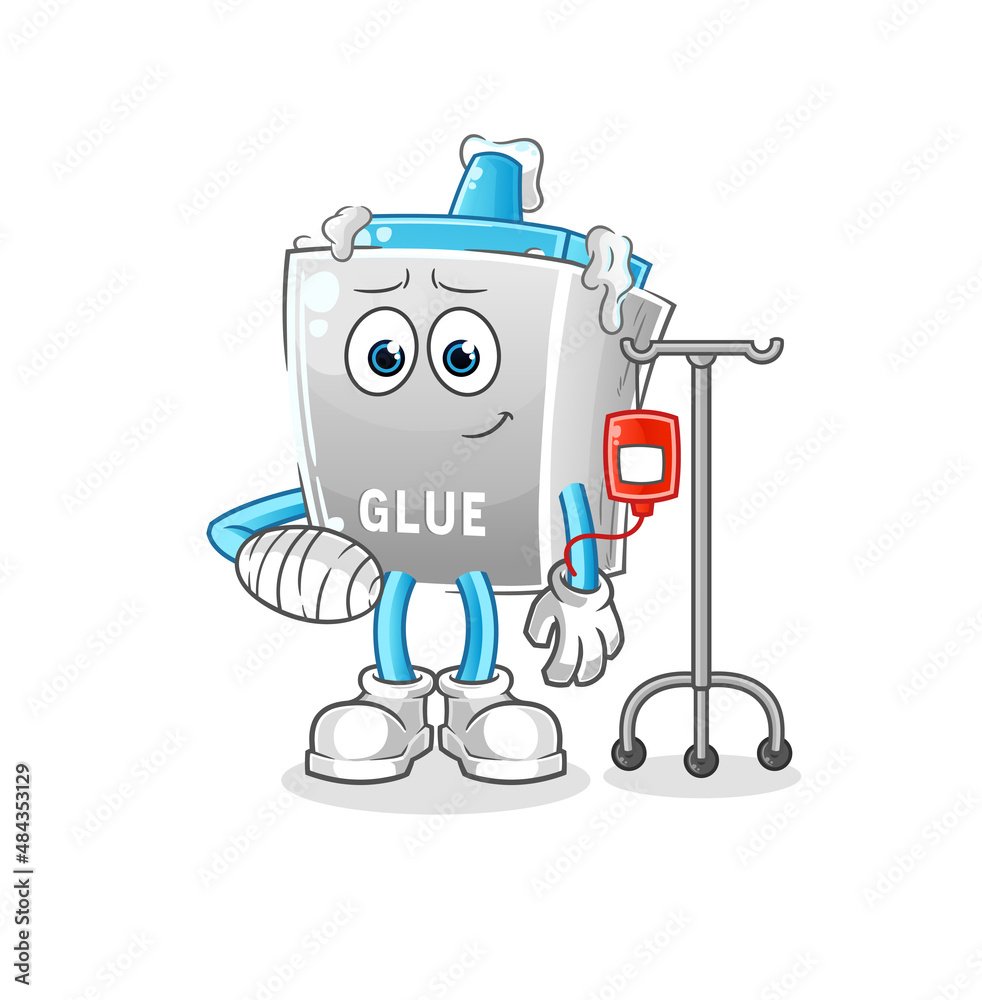glue sick in IV illustration. character vector