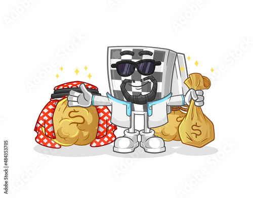 chessboard rich arabian mascot. cartoon vector