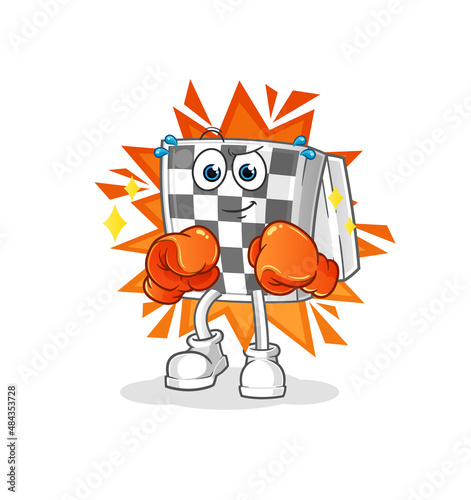 chessboard boxer character. cartoon mascot vector