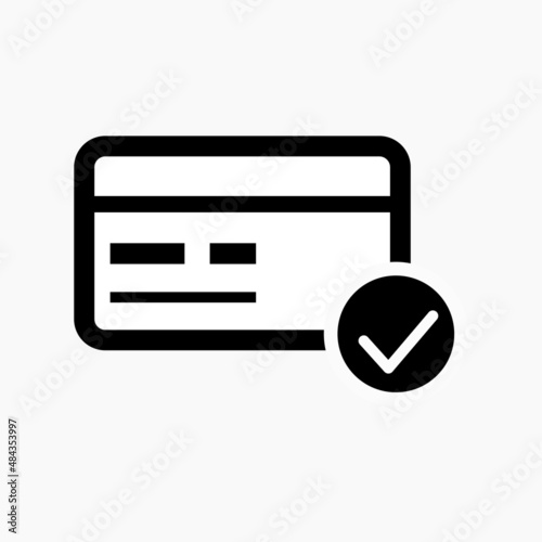 Payment card approve validation icon. Pictogram isolated on white. Design on white background.
