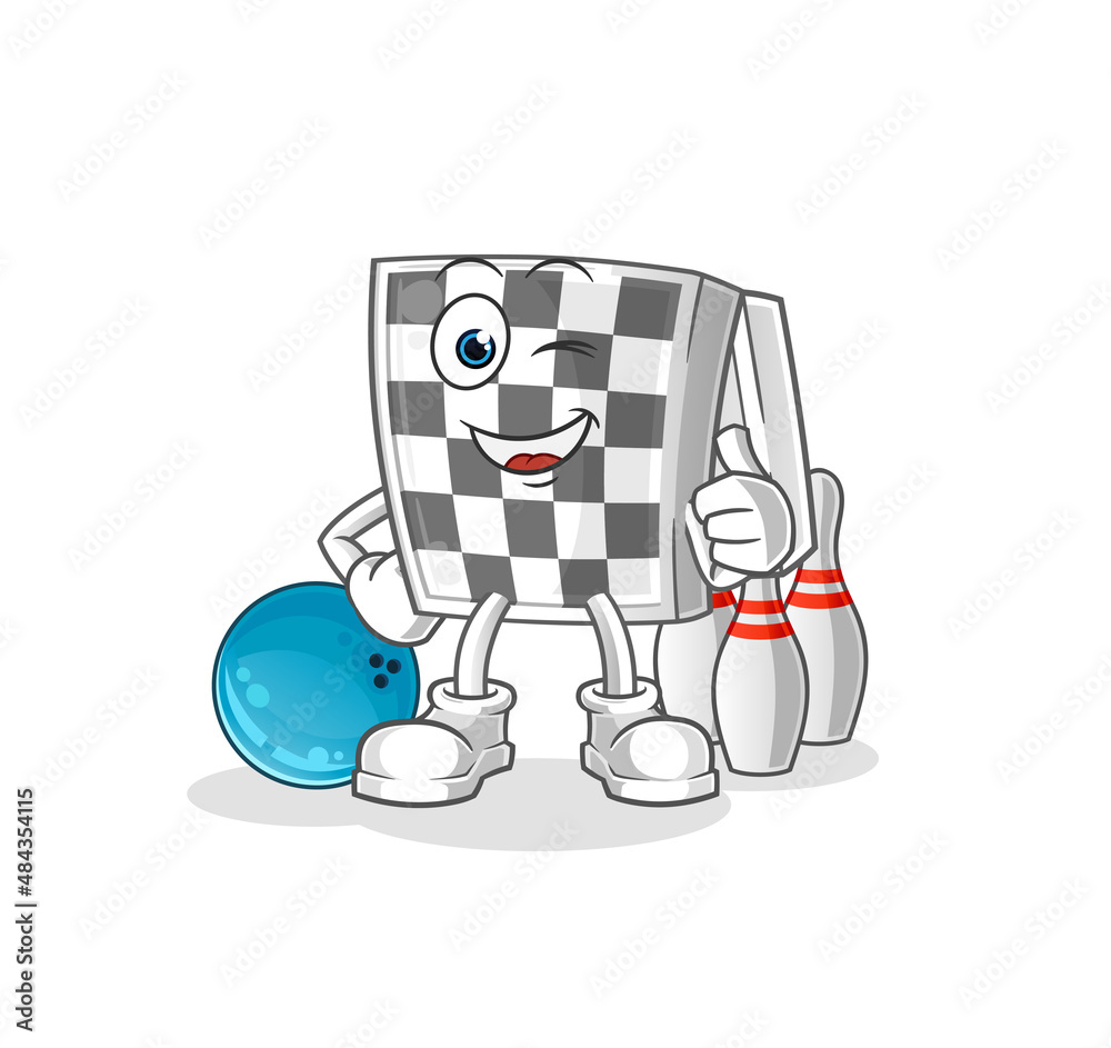 chessboard play bowling illustration. character vector