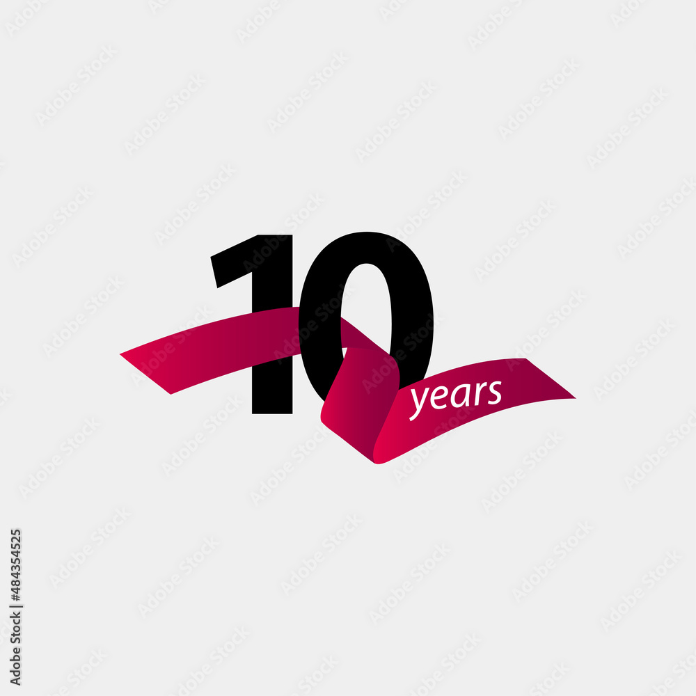 10 Years Anniversary Celebration Vector Template Design Illustration - obrazy, fototapety, plakaty 