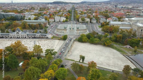 Zielinski Bridge and Heroes' Square in Budapest Hungary photo