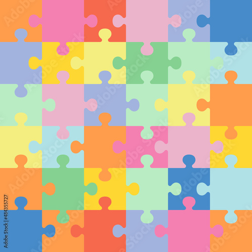 World autism awareness day. World autism awareness month. Colorful puzzles vector background. Symbol of autism. Medical flat illustration. Health care.