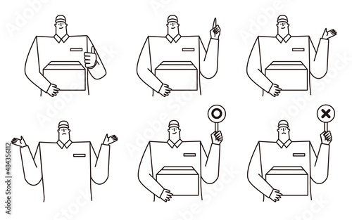 Vector illustration set of workers with luggage.