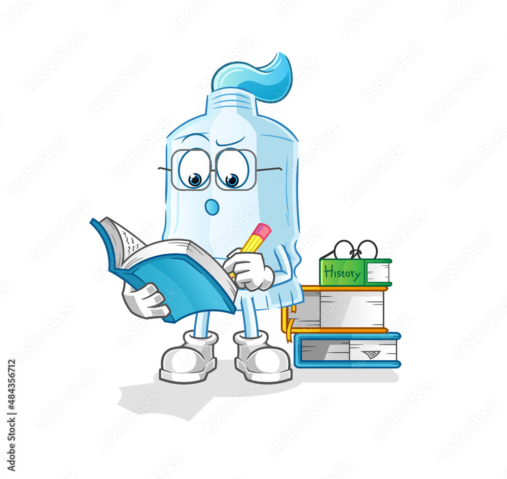Obraz premium toothpaste studying mascot. cartoon vector