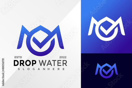 Letter M Drop Water Logo Design Vector illustration template
