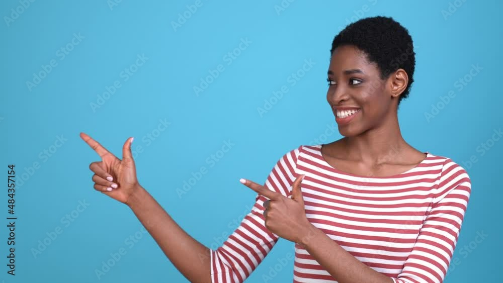 Transgender person promoter point empty space isolated blue color background