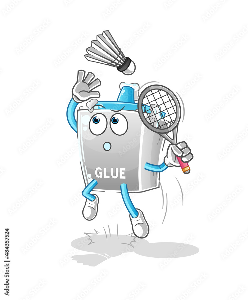 glue smash at badminton cartoon. cartoon mascot vector glue smash at badminton cartoon. cartoon mascot vector