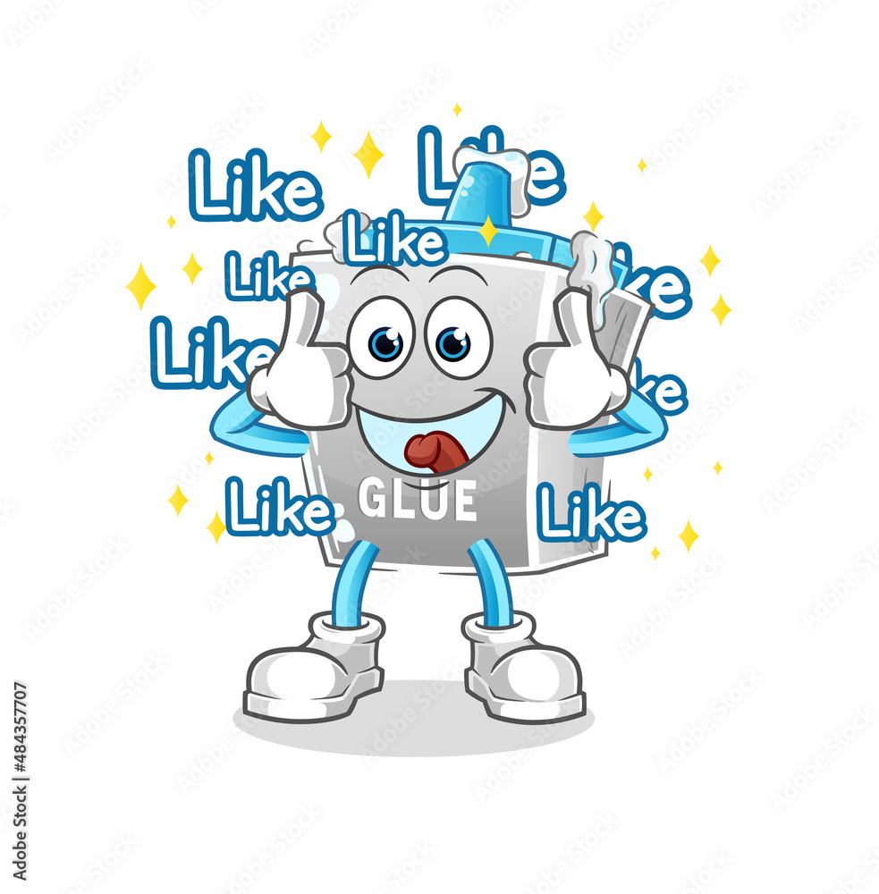 Obraz premium glue give lots of likes. cartoon vector