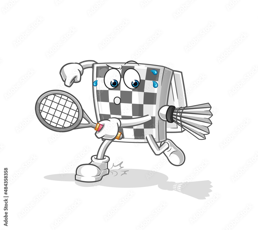 chessboard playing badminton illustration. character vector