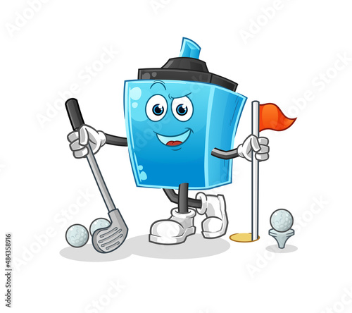 marker pen playing golf vector. cartoon character