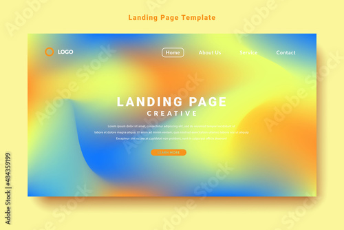 modern colorful landing page template design, gradation fluid style, background vector