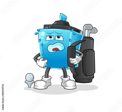 marker pen with golf equipment. cartoon mascot vector