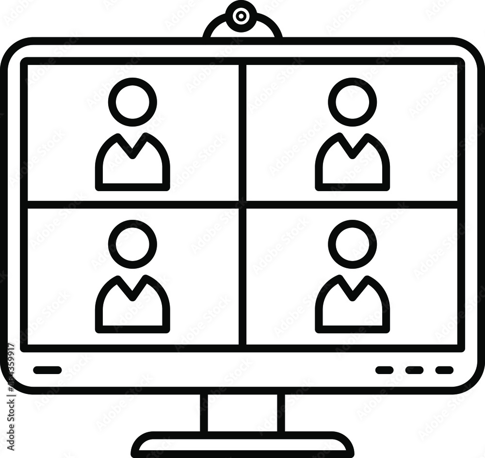 Hd online meeting icon simple style vector image, Video conference Hd online meeting icon simple style vector image, Video conference
