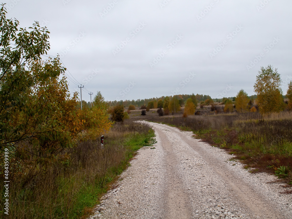 a rural road of gravel on a cloudy day