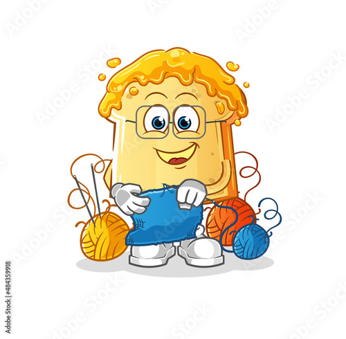 bread with honey tailor mascot. cartoon vector