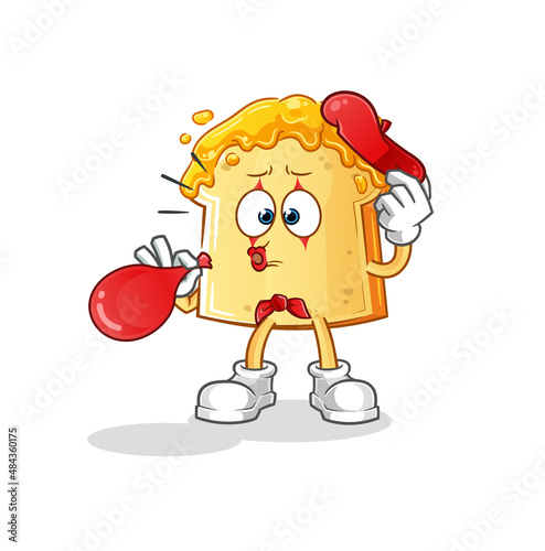 bread with honey pantomime blowing balloon. cartoon mascot vector