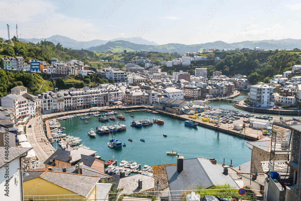panoramic view of luarca fishing town in asturias, Spain