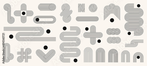 Geometric stripy pattern, design line art shape. Vector linear clipart, editable stroke © biancaoddi