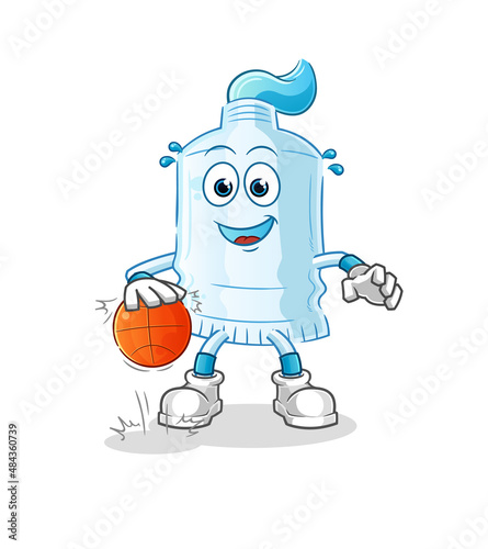 toothpaste dribble basketball character. cartoon mascot vector