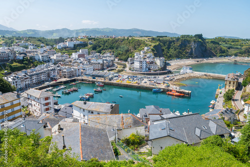 panoramic view of luarca fishing town in asturias, Spain photo