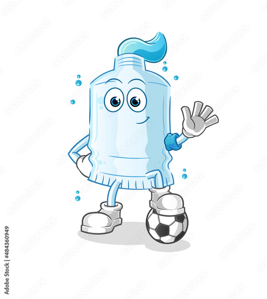 toothpaste playing soccer illustration. character vector toothpaste playing soccer illustration. character vector