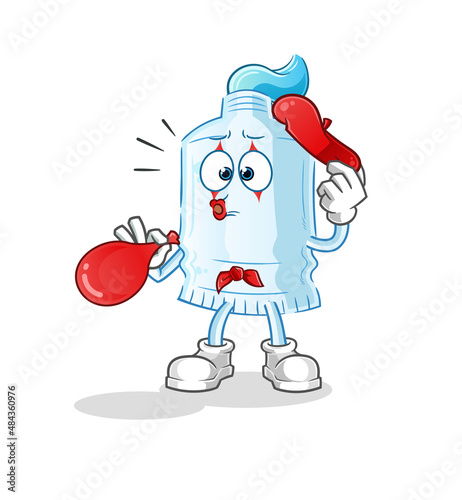 toothpaste pantomime blowing balloon. cartoon mascot vector