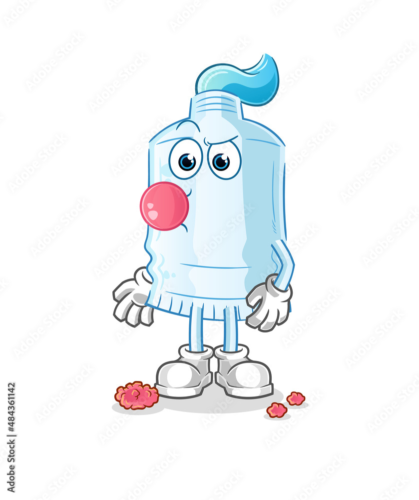toothpaste chewing gum vector. cartoon character