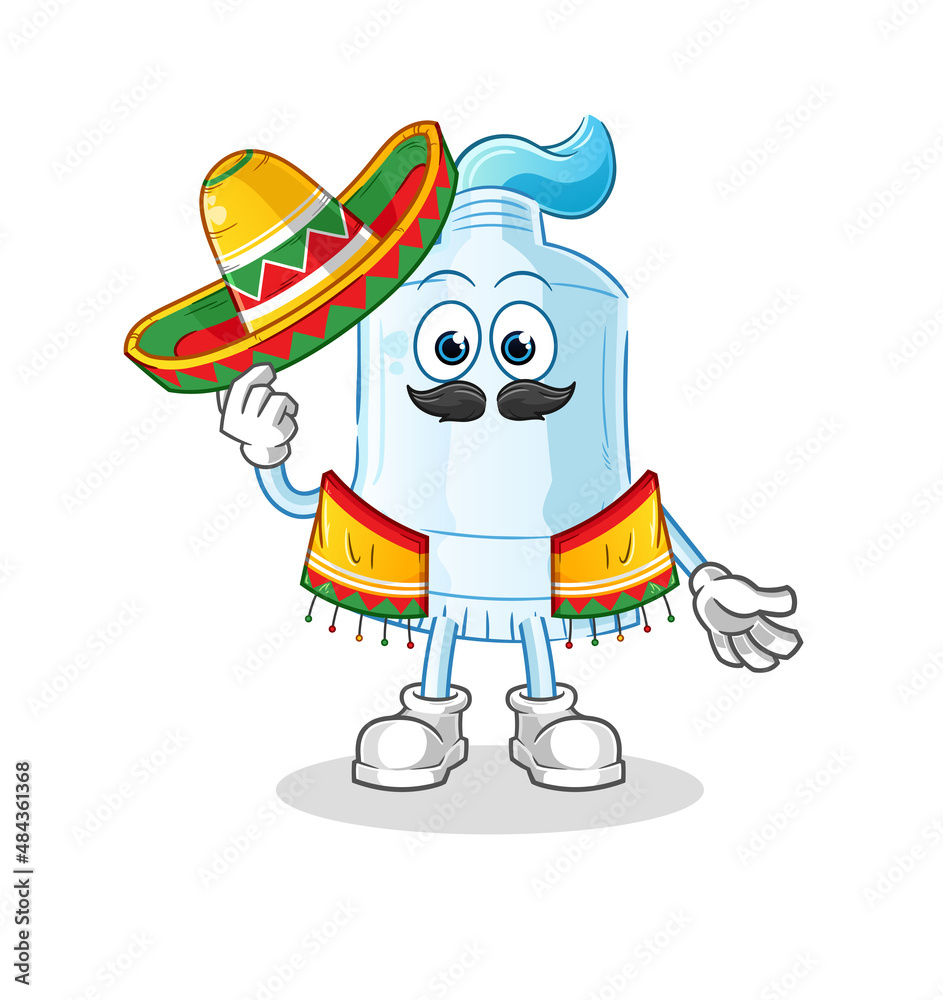 Fototapeta premium toothpaste Mexican culture and flag. cartoon mascot vector