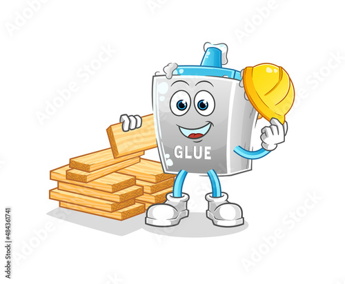 glue builder vector. cartoon character